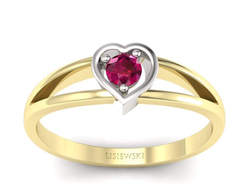 Pierścionek z rubinem żółte białe złoto - p16311zbr - 1