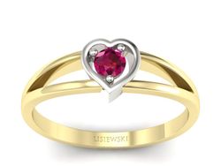 Pierścionek z rubinem żółte białe złoto - p16311zbr