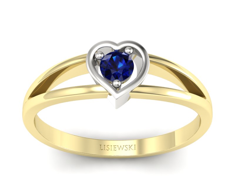 Pierścionek z szafirem żółte białe złoto - p16311zbsz - 1