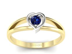 Pierścionek z szafirem żółte białe złoto - p16311zbsz