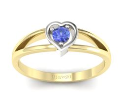 Pierścionek z tanzanitem żółte białe złoto - p16311zbt