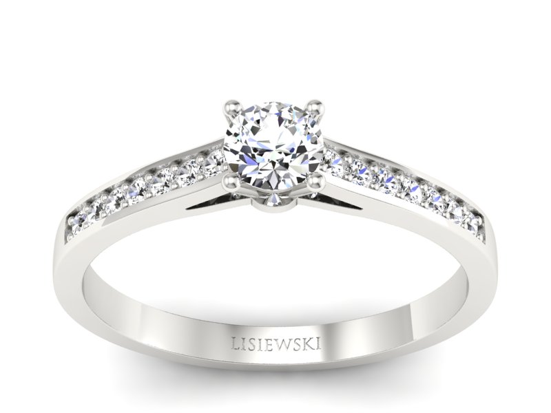 Pierścionek zaręczynowy z brylantami białe złoto - p16312b - 1