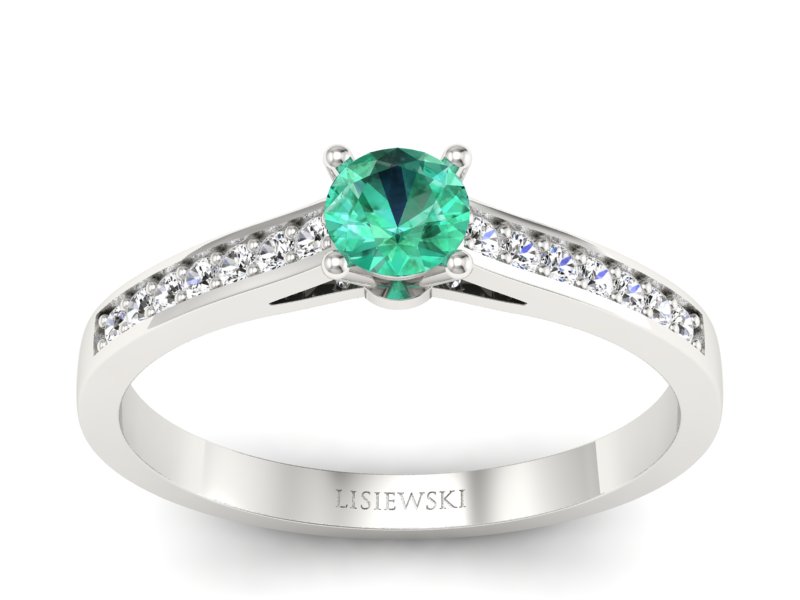 Złoty Pierścionek ze szmaragdem i brylantami - p16312bsm - 1