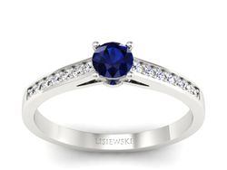 Pierścionek z szafirem i brylantami białe złoto - p16312bsz