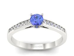 Pierścionek z tanzanitem białe złoto z brylantami - p16312bt