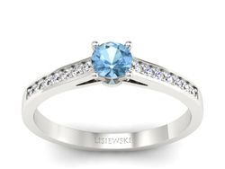 Pierścionek z topazem i brylantami białe złoto - p16312btp