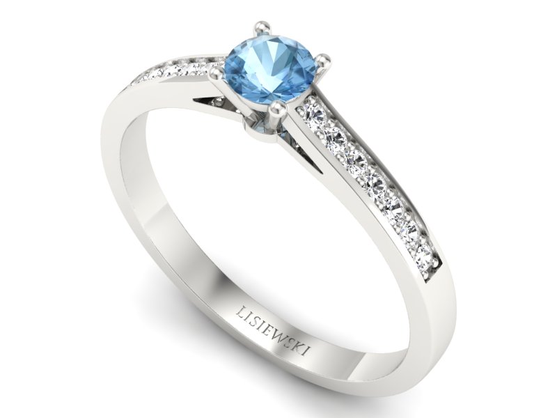 Pierścionek z topazem i brylantami białe złoto - p16312btp - 3