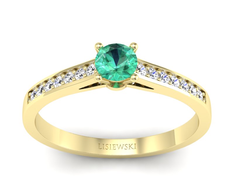 Złoty Pierścionek ze szmaragdem i diamentami - p16312zsm - 1