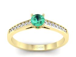Złoty Pierścionek ze szmaragdem i diamentami - p16312zsm