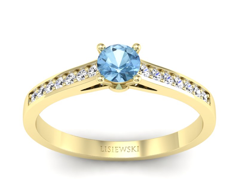Pierścionek z topazem i brylantami żółte złoto - p16312ztp - 1