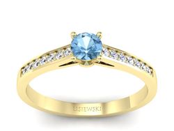 Pierścionek z topazem i brylantami żółte złoto - p16312ztp