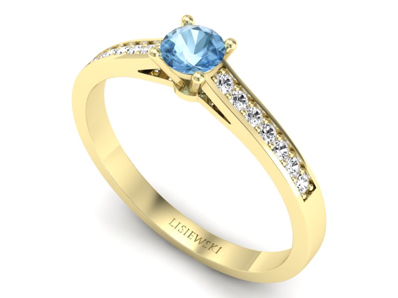 Pierścionek z topazem i brylantami żółte złoto - p16312ztp - 3