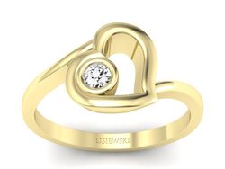 Złoty pierścionek z brylantem żółte złoto - p16314z