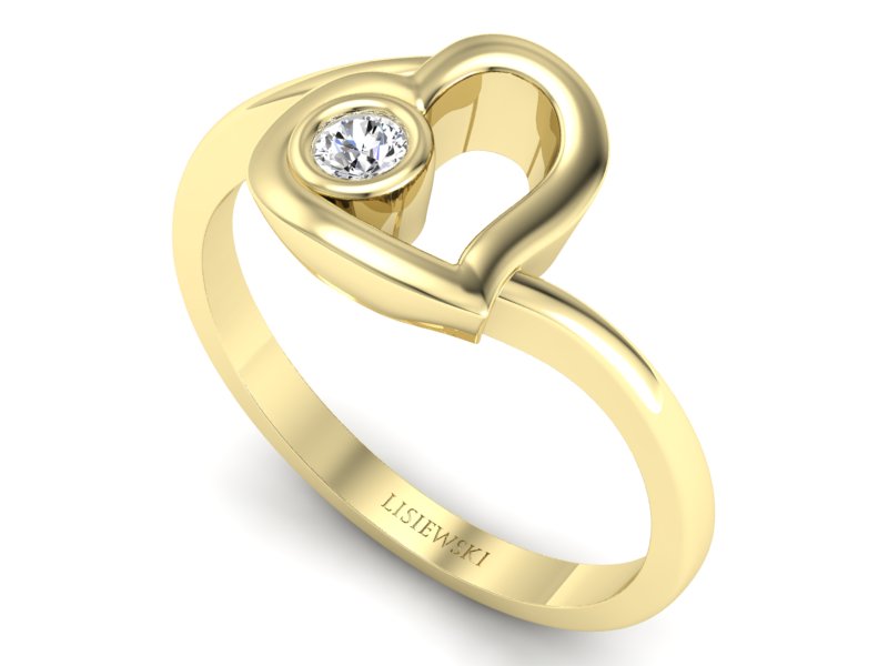 Złoty pierścionek z brylantem żółte złoto - p16314z - 3