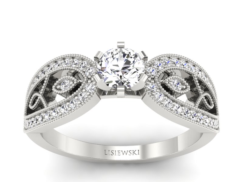 Pierścionek zaręczynowy z brylantami białe złoto - p16315b - 1