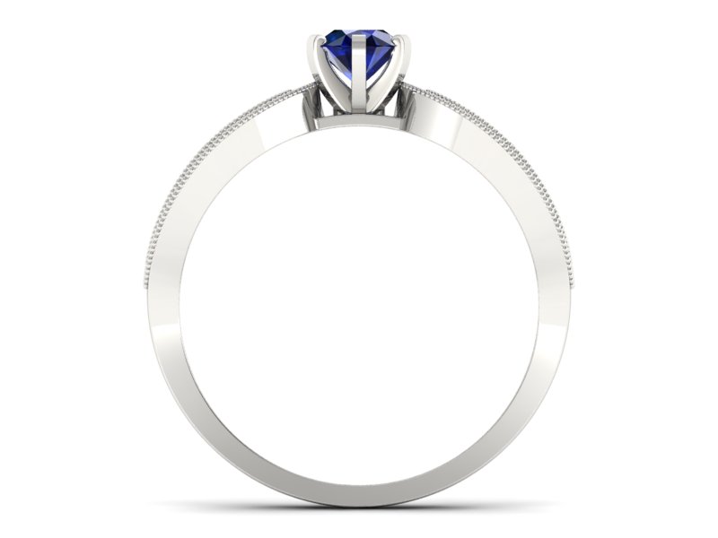 Pierścionek z szafirem i brylantami białe złoto - p16315bsz - 2