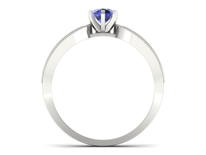 Pierścionek z tanzanitem białe złoto i brylantami - p16315bt - 2