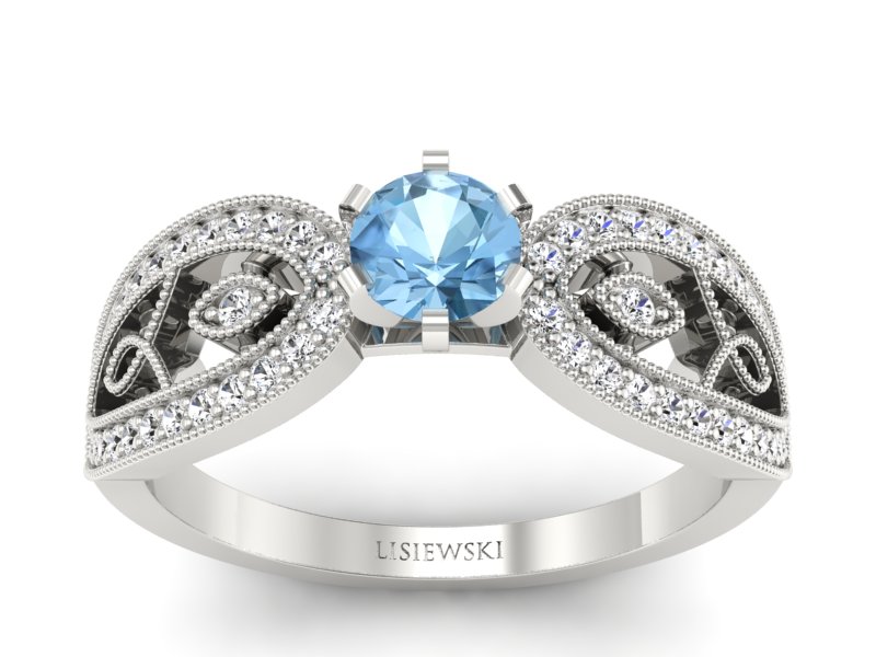 Pierścionek zaręczynowy z topazem i diamentami - p16315btp - 1