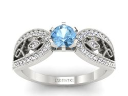 Pierścionek zaręczynowy z topazem i diamentami - p16315btp