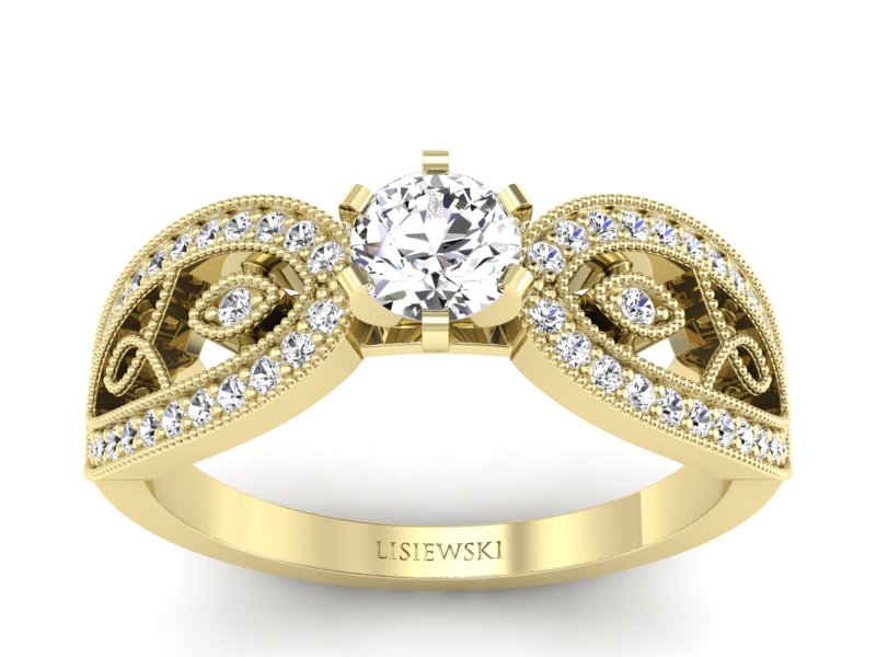 Złoty Pierścionek z brylantami żółte złoto 585 - p16315z - 1