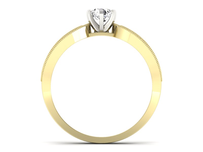 Pierścionek z diamentami żółte i białe złoto 585 - p16315zb - 2