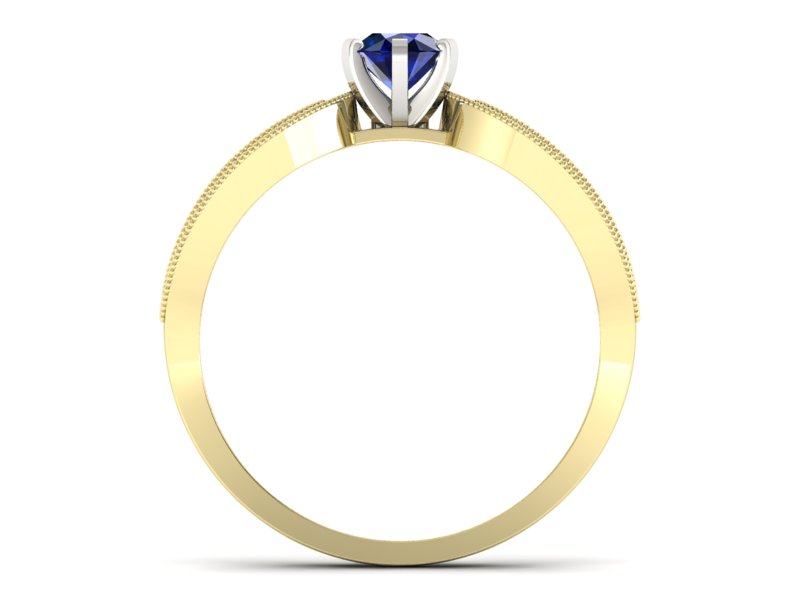 Złoty Pierścionek z szafirem i brylantami - p16315zbsz - 2