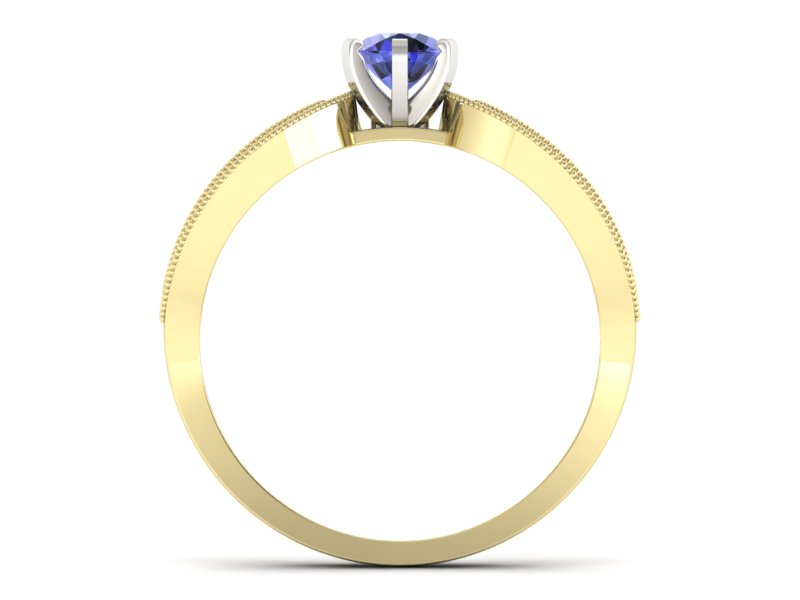 Złoty Pierścionek z tanzanitem i brylantami - p16315zbt - 2