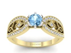 Złoty Pierścionek z topazem i brylantami - p16315zbtp