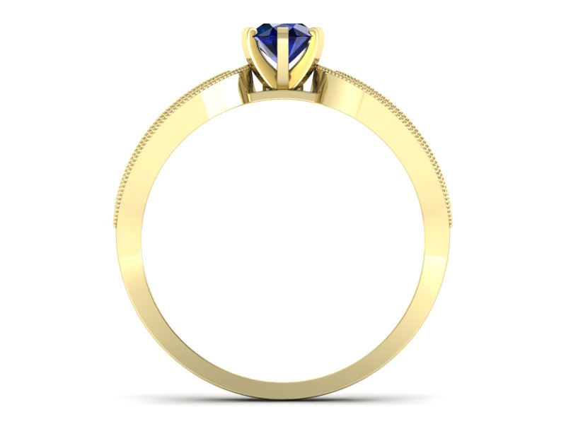 Złoty Pierścionek z szafirem i brylantami - p16315zsz - 2