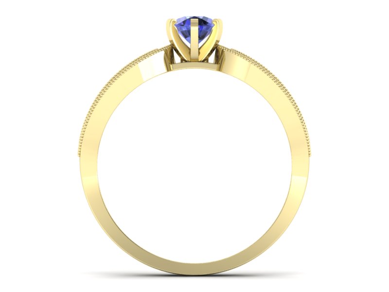 Pierścionek z tanzanitem i brylantami żółte złoto - p16315zt - 2