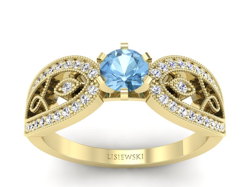 Złoty Pierścionek z topazem i brylantami 585 - p16315ztp - 1