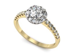 Pierścionek z diamentami żółte i białe złoto 585 - p16316zb