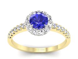 Pierścionek z szafirem i diamentami - p16316zbszc