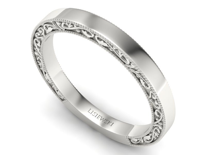 Obrączka białe złoto płaska soczewkowa - p16317b - 3