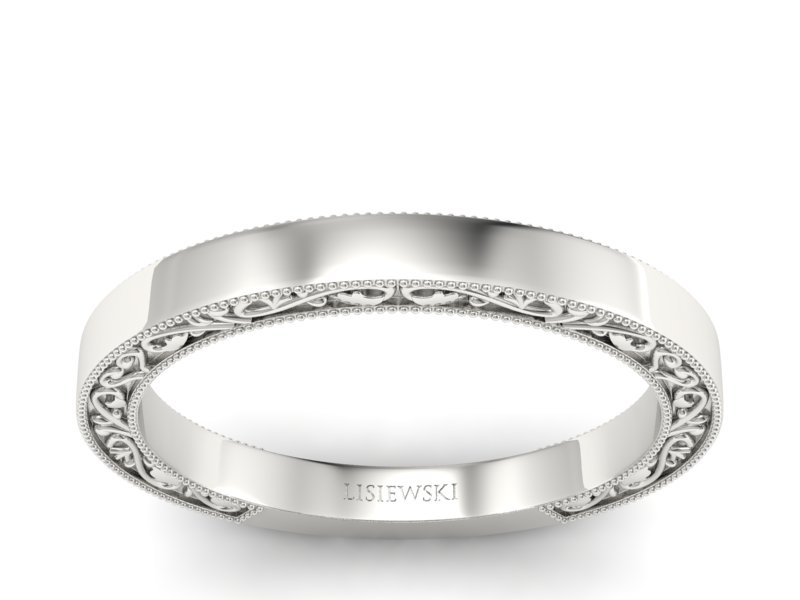 Obrączka białe złoto płaska soczewkowa - p16317b - 1