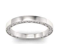 Obrączka białe złoto płaska soczewkowa - p16317b