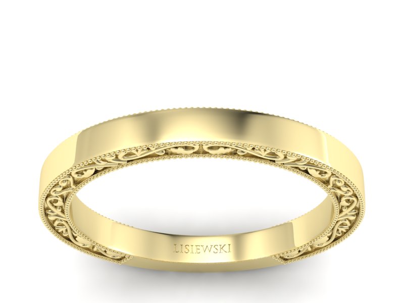 Obrączka płaska soczewkowa żółte złoto - p16317z - 1