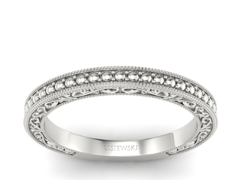 Obrączka białe złoto płaska soczewkowa - p16318b - 1