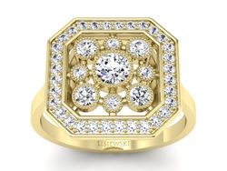 Złoty pierścionek z brylantami żółte złoto - p16319z