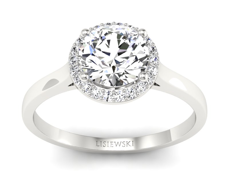 Złoty Pierścionek z brylantami białe złoto 585 - p16320b - 1