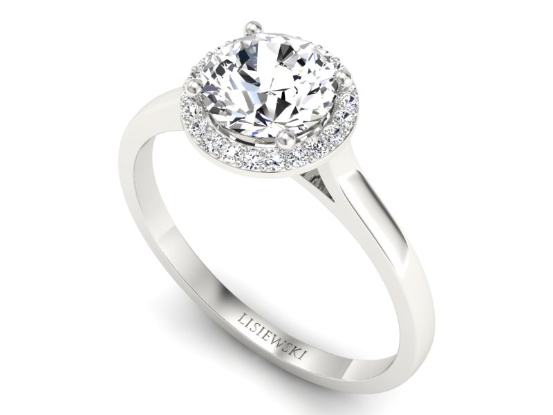 Złoty Pierścionek z brylantami białe złoto 585 - p16320b