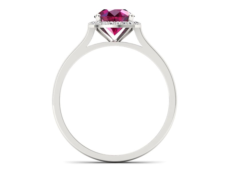 Pierścionek z rubinem i brylantami białe złoto - p16320br - 2