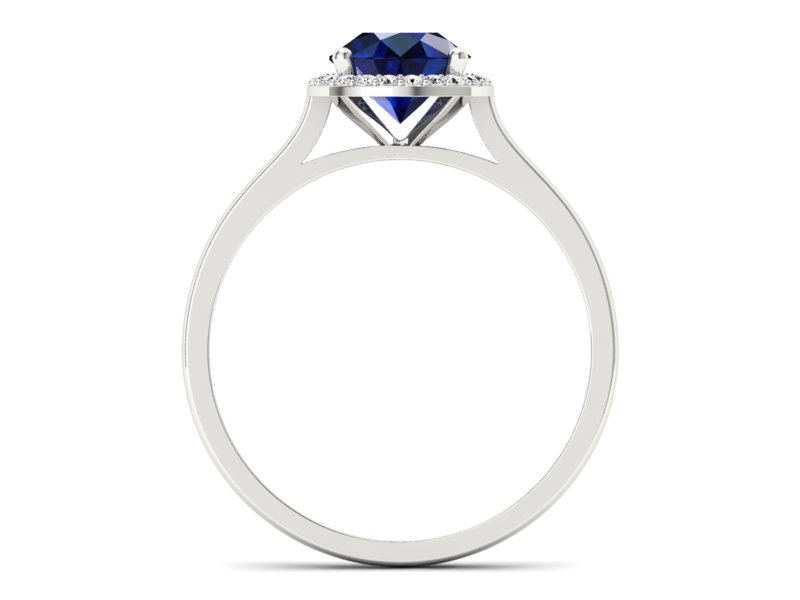 Pierścionek z szafirem i brylantami białe złoto - p16320bsz - 2