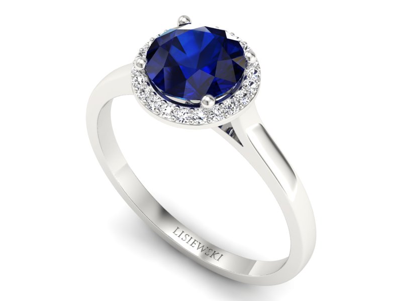Pierścionek z szafirem i brylantami białe złoto - p16320bsz - 3