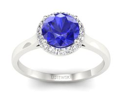 Pierścionek z szafirem z brylantami złoto 585 - p16320bszc