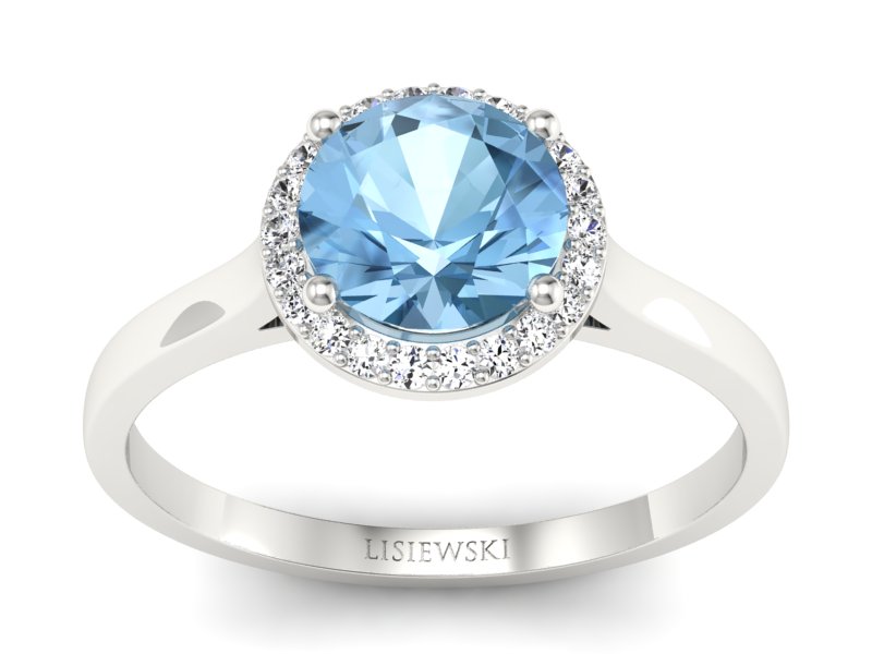 Pierścionek z topazem i brylantami białe złoto - p16320btp - 1