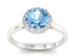 Pierścionek z topazem i brylantami białe złoto - p16320btp