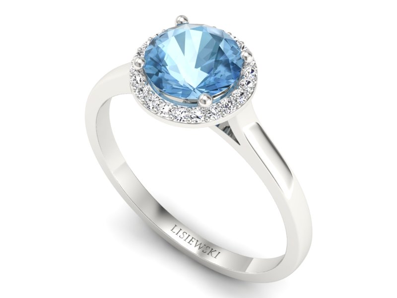 Pierścionek z topazem i brylantami białe złoto - p16320btp - 3