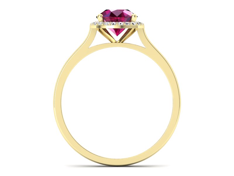 Pierścionek z rubinem i brylantami żółte złoto - p16320zr - 2