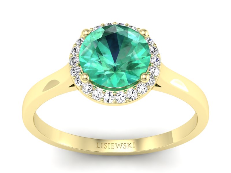 Złoty Pierścionek ze szmaragdem i diamentami - p16320zsm - 1